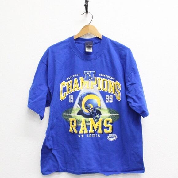 Vintage St Louis Rams Football NFC Champions 1999 T Shirt XL - Picture 1 of 7